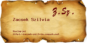 Zacsek Szilvia névjegykártya